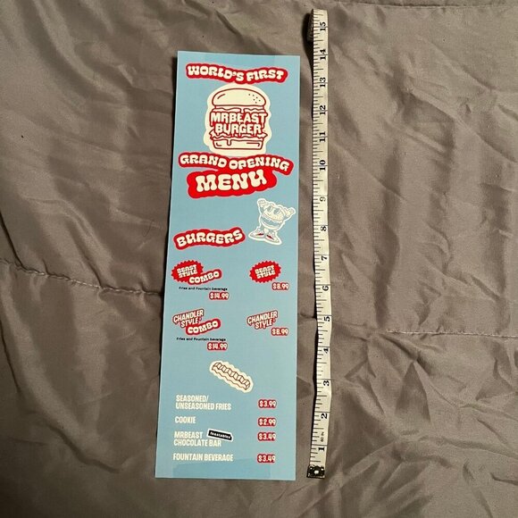 Mr Beast Burger Grand Opening Collectable Menu - Picture 2 of 5